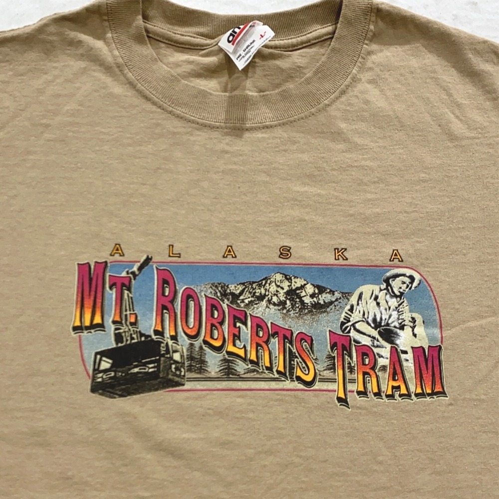 vintage 90s ALASKA MT.‎ ROBERTS TRAM T-Shirt LARGE soft mountain nature ski